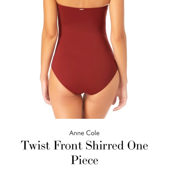 Twist front shirred one piece size 6 burgundy - Picture 3 of 8